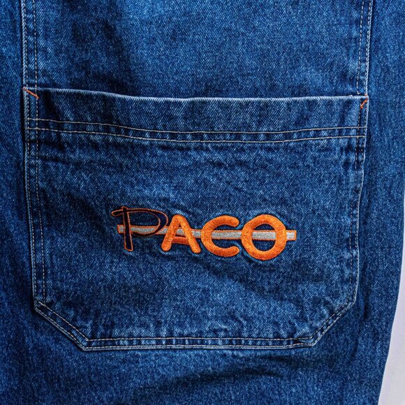Paco Baggy Wide Leg Jeans Deep Pocket Embroidered 54 x 32 VTG 90s Skate Hip Hop - Picture 8 of 10